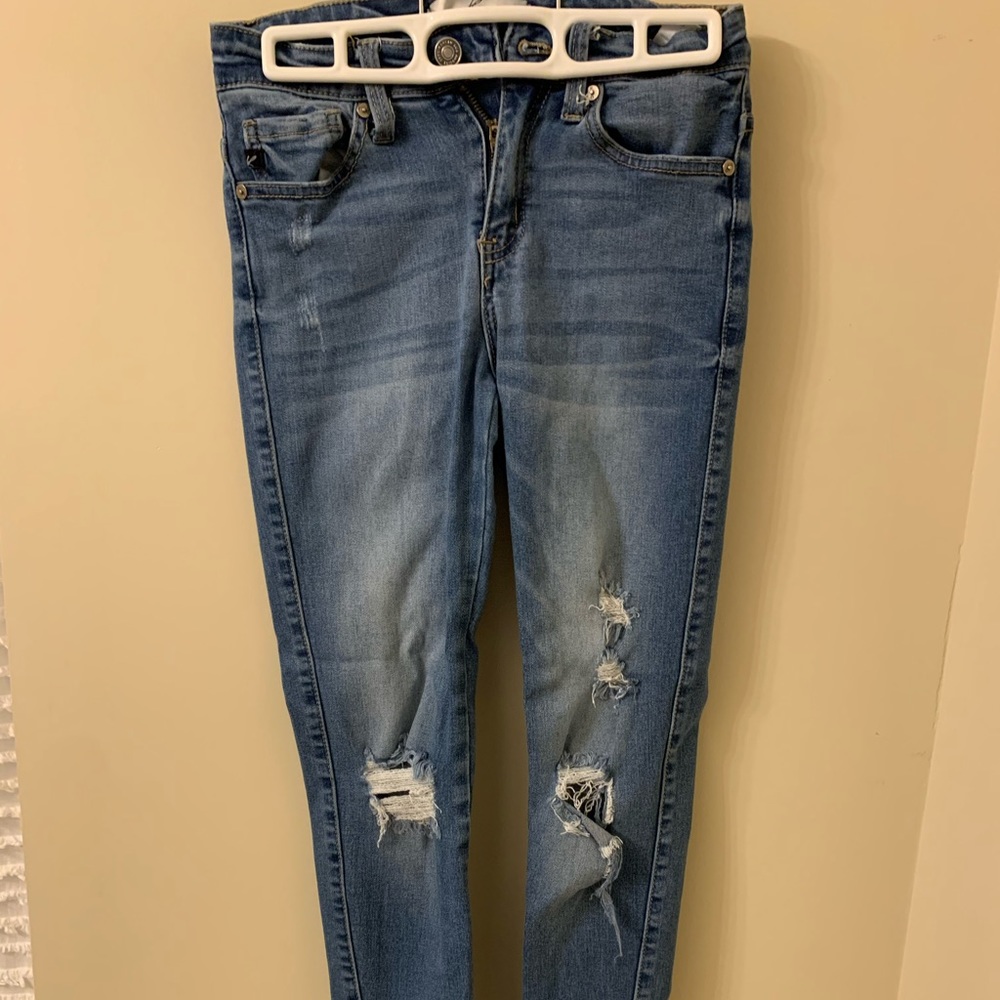 Distressed Blue Jeans